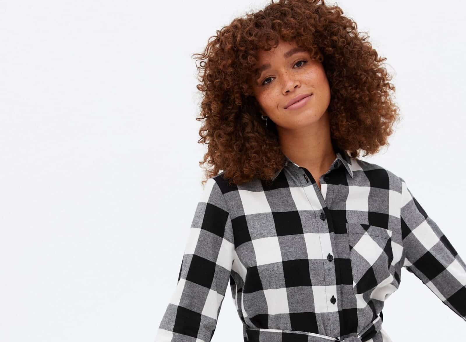 black gingham belted mini shirt dress e1639323379980